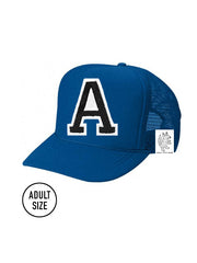 Custom Initial Letter (A-Z) Adult Trucker Hat Color_Lapis-Blue