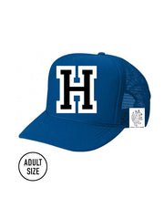 Custom Initial Letter (A-Z) Adult Trucker Hat (Blue)