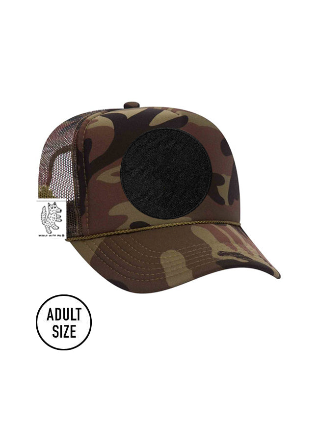 ADULT Trucker Hat with Interchangeable Velcro Patch (Camouflage)