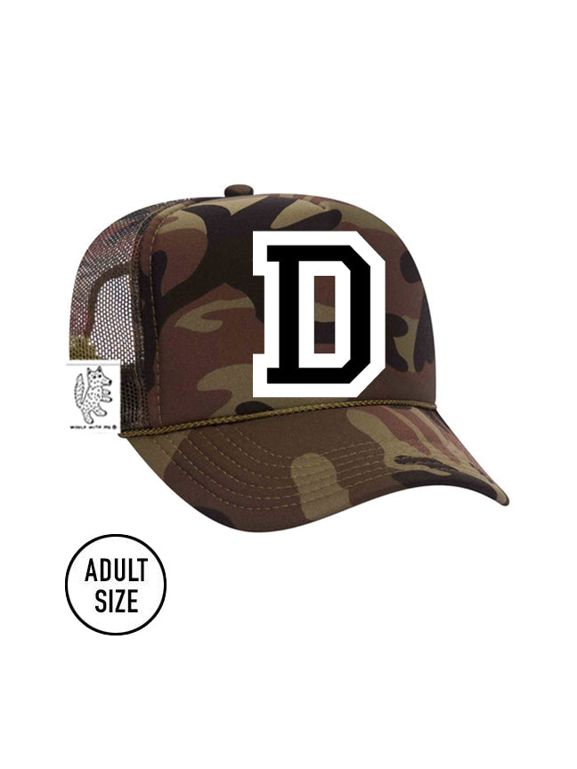 Custom Initial Letter (A-Z) Adult Trucker Hat (Camouflage)