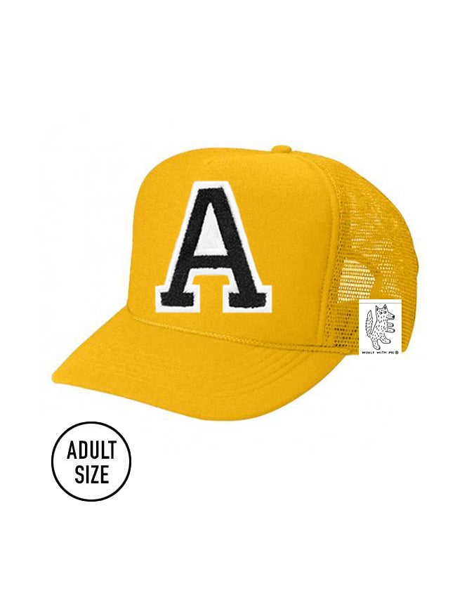 Custom Initial Letter Adult Trucker Hat color_gold