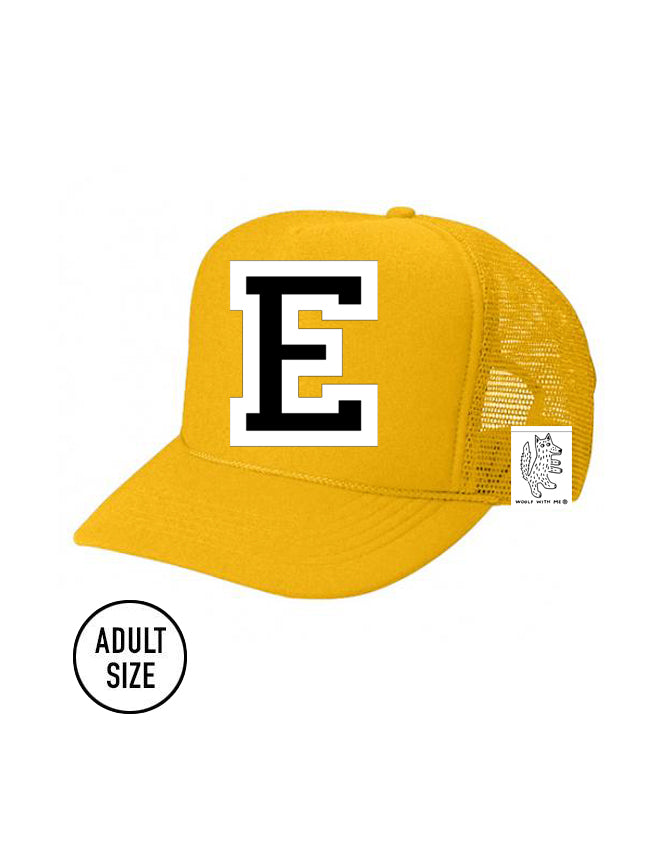 Custom Initial Letter (A-Z) Adult Trucker Hat (Gold)
