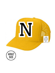 Custom Initial Letter (A-Z) Adult Trucker Hat (Gold)
