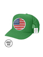 ADULT Trucker Hat with Interchangeable Velcro Patch (Green)