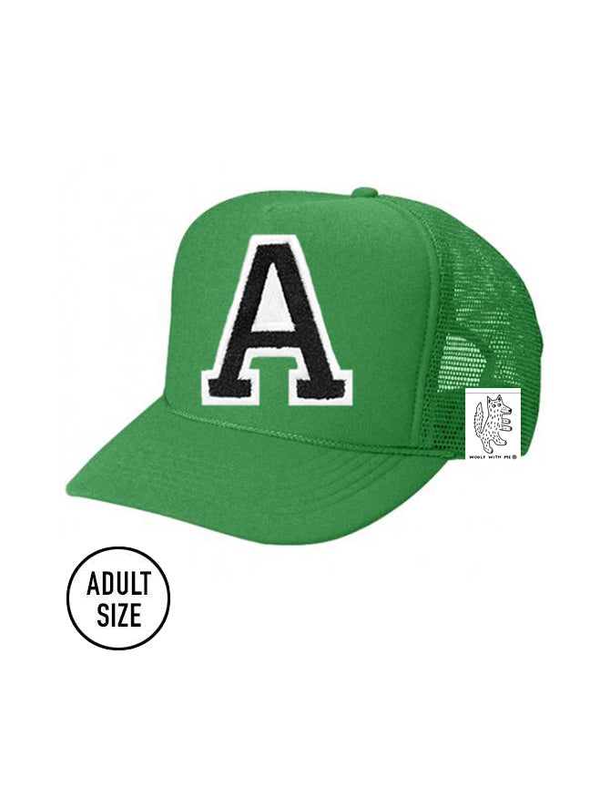 Custom Initial Letter Adult Trucker Hat color_kelly-green