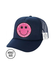 ADULT Trucker Hat with Interchangeable Velcro Patch (Navy)