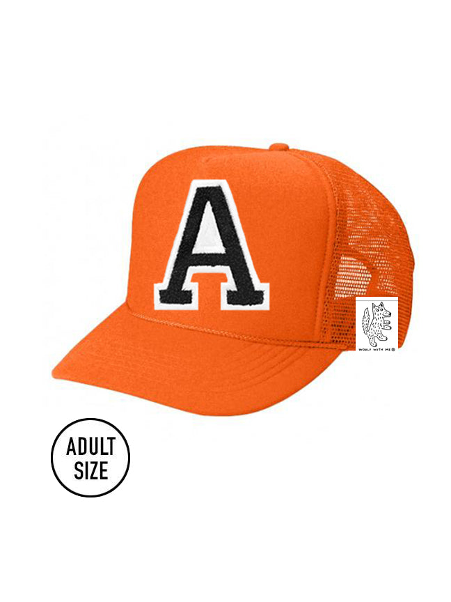 Custom Initial Letter Adult Trucker Hat color_orange