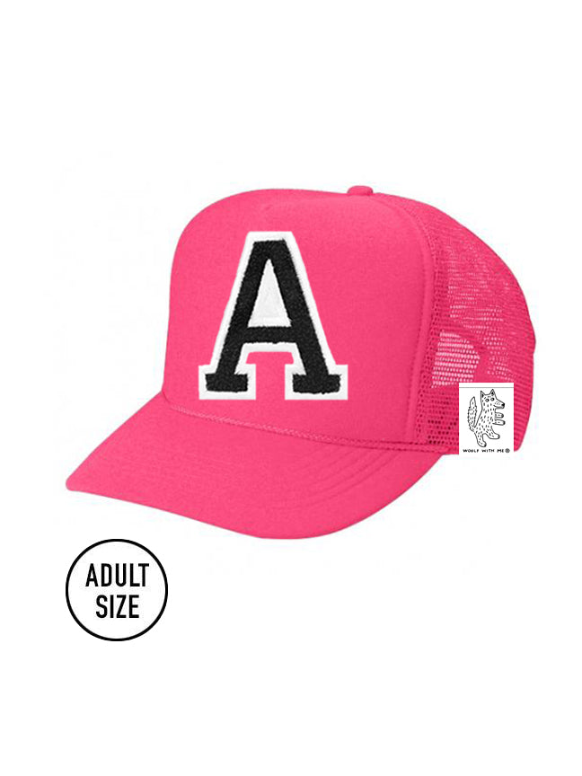 Custom Initial Letter Adult Trucker Hat color_pink
