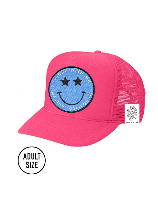 Fish Brand Logo Night Out Woven Patch Snapback Trucker Hat Dark Gray/Neon  Pink – Life Brand
