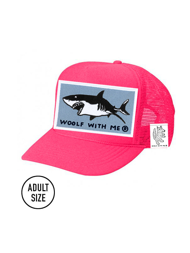ADULT Trucker Hat Shark (NEON PINK)