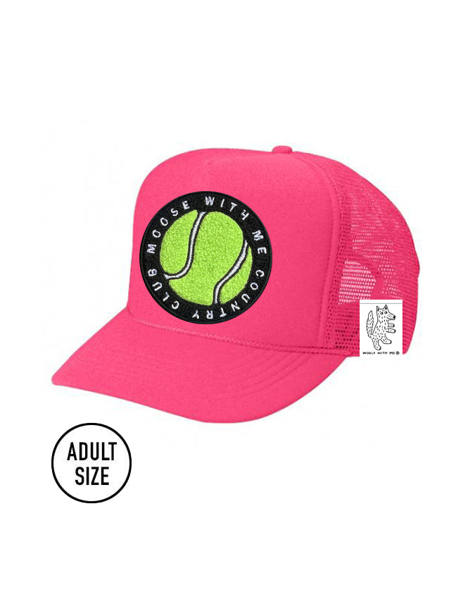 ADULT Trucker Hat with Interchangeable Velcro Patch (Neon Pink)