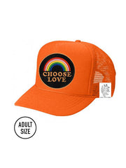 ADULT Trucker Hat with Interchangeable Velcro Patch (Orange)