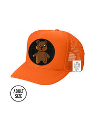 ADULT Trucker Hat with Interchangeable Velcro Patch (Orange)