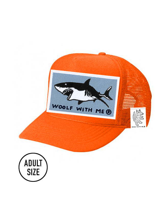 ADULT Trucker Hat Shark (NEON ORANGE)