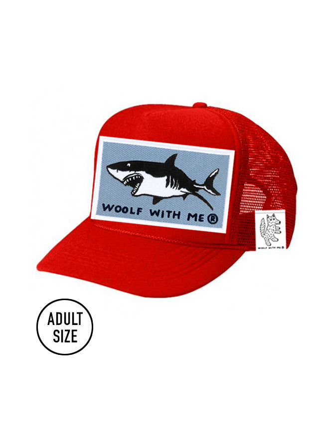 ADULT Trucker Hat Shark (Red)