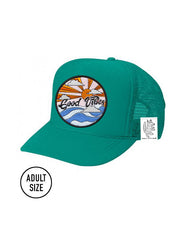 ADULT Trucker Hat with Interchangeable Velcro Patch (Teal)