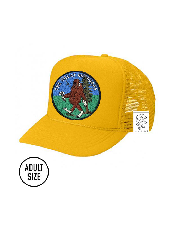 ADULT Trucker Hat with Interchangeable Velcro Patch (Gold)
