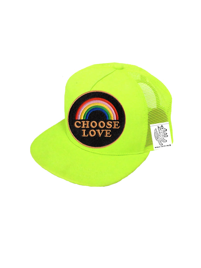 TODDLER Trucker Hat with Interchangeable Velcro Patch (Neon Yellow)