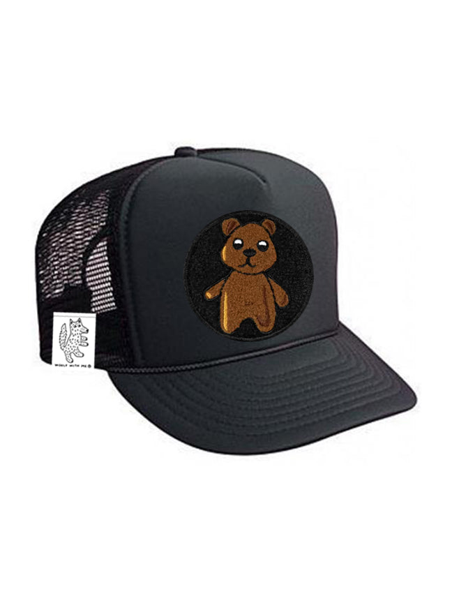 KIDS Black Trucker Hat | Interchangeable Velcro Patch : Woolf With Me®