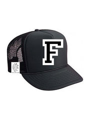Custom Initial Letter (A-Z) Kids Trucker Hat (Black)