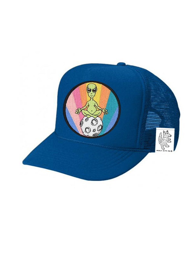 KIDS Trucker Hat with Interchangeable Velcro Patch (Blue)