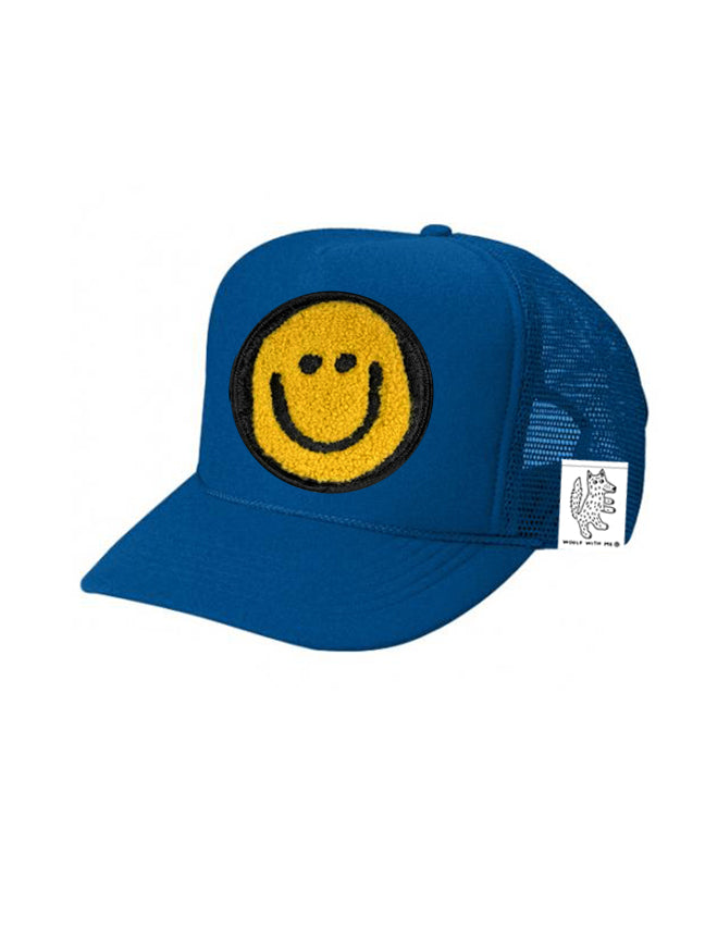 KIDS Trucker Hat with Interchangeable Velcro Patch (Blue)