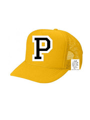 Custom Initial Letter (A-Z) Kids Trucker Hat (Gold)