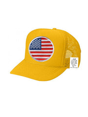 KIDS Trucker Hat with Interchangeable Velcro Patch (Gold)