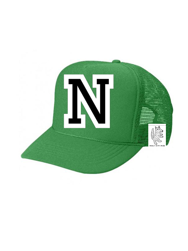 Custom Initial Letter (A-Z) Kids Trucker Hat (Green)