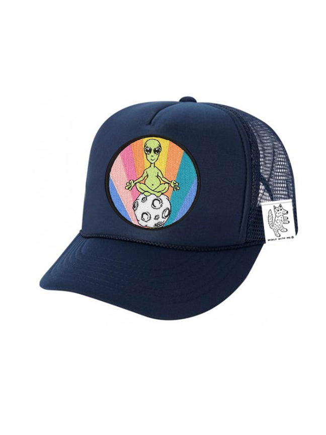 KIDS Trucker Hat with Interchangeable Velcro Patch (Navy)