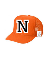 Custom Initial Letter (A-Z) Kids Trucker Hat (Orange)