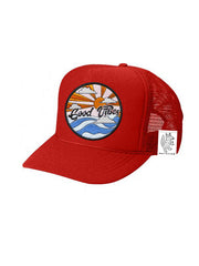 KIDS Trucker Hat with Interchangeable Velcro Patch (Red)