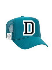 Custom Initial Letter (A-Z) Adult Trucker Hat (Aqua)