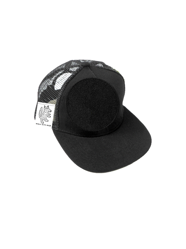 INFANT Trucker Hat with Interchangeable Velcro Patch (Black)