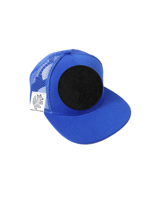 INFANT Trucker Hat with Interchangeable Velcro Patch (Blue)