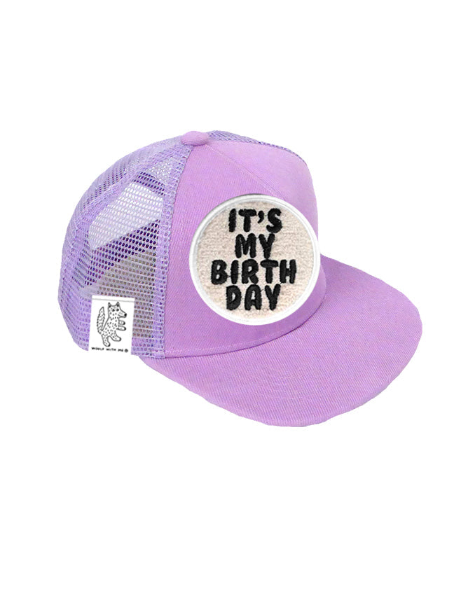INFANT Trucker Hat with Interchangeable Velcro Patch (Lavender)