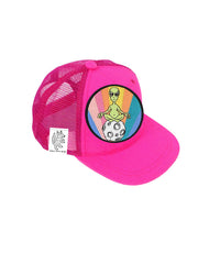 INFANT Trucker Hat with Interchangeable Velcro Patch (Neon Pink)