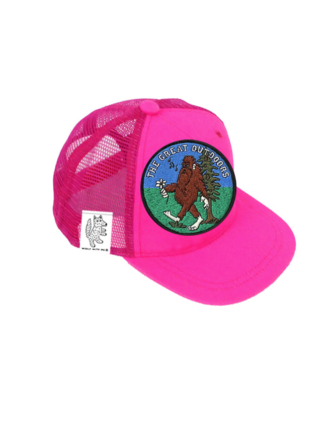 Fish Brand Logo Night Out Woven Patch Snapback Trucker Hat Dark Gray/Neon  Pink – Life Brand