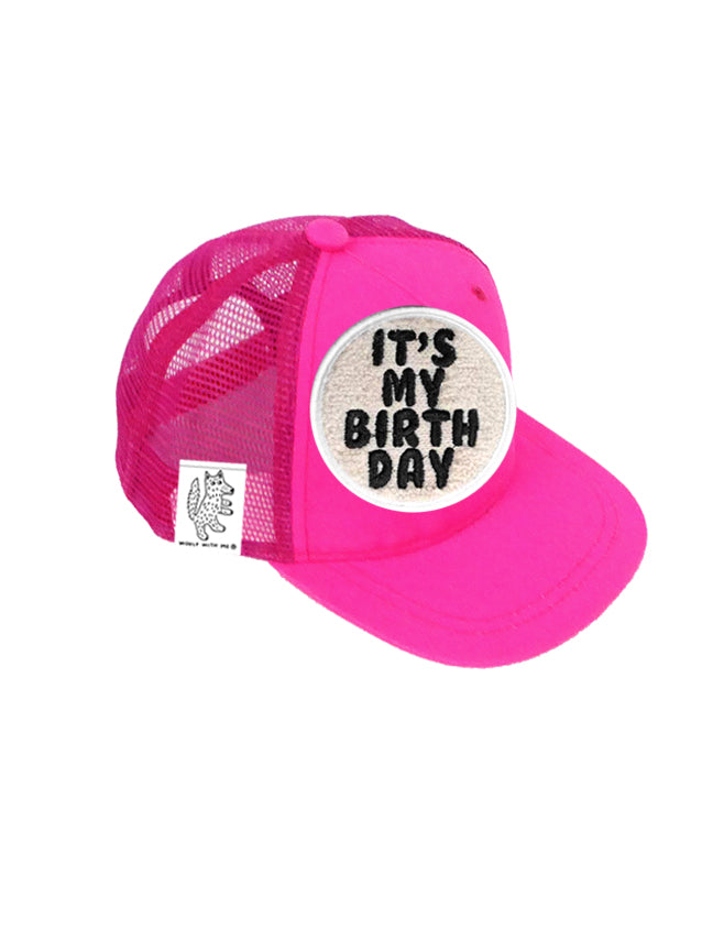 TODDLER Trucker Hat with Interchangeable Velcro Patch (Neon Pink)