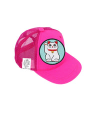 TODDLER Trucker Hat with Interchangeable Velcro Patch (Neon Pink)
