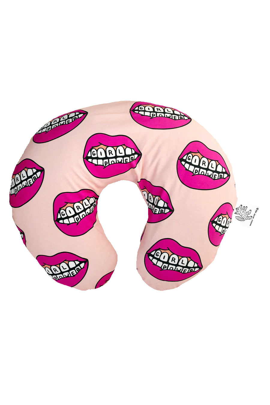 Woolf With Me Organic Boppy Nursing Pillow Cover Lip Girl Power color_magenta