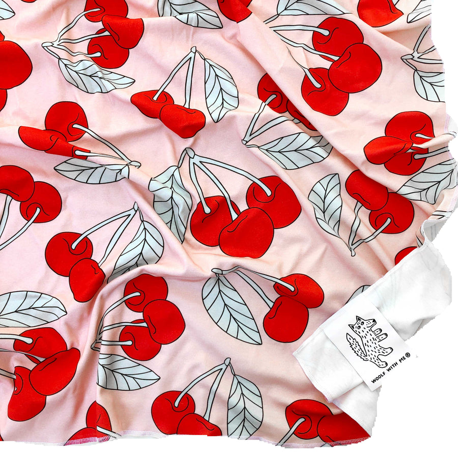 Woolf With Me Organic Swaddle Blanket Cherry color_bright-red