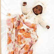 Woolf With Me Organic Swaddle Blanket Groovy Floral color_pale-blush