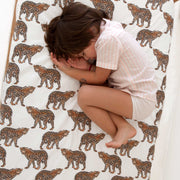 Woolf With Me Fitted Crib Sheet Leopard color_white