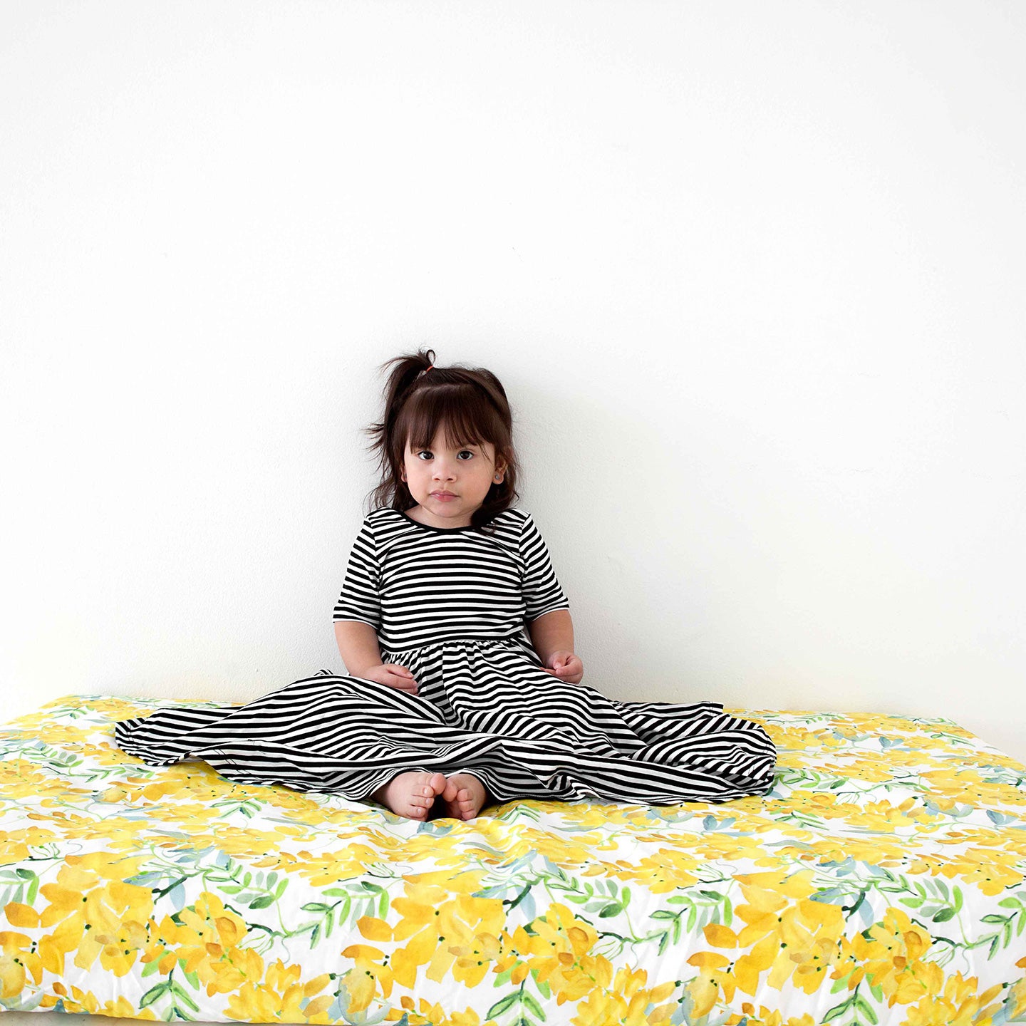 Woolf With Me Fitted Crib Sheet Floral color_primrose-yellow