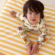 Woolf With Me Fitted Crib Sheet Yellow Stripes