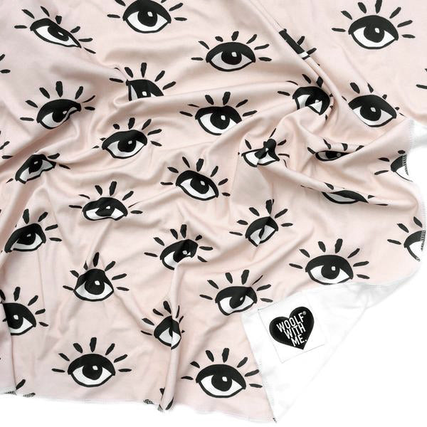 Woolf With Me Organic Swaddle Blanket Eyes color_pale-blush